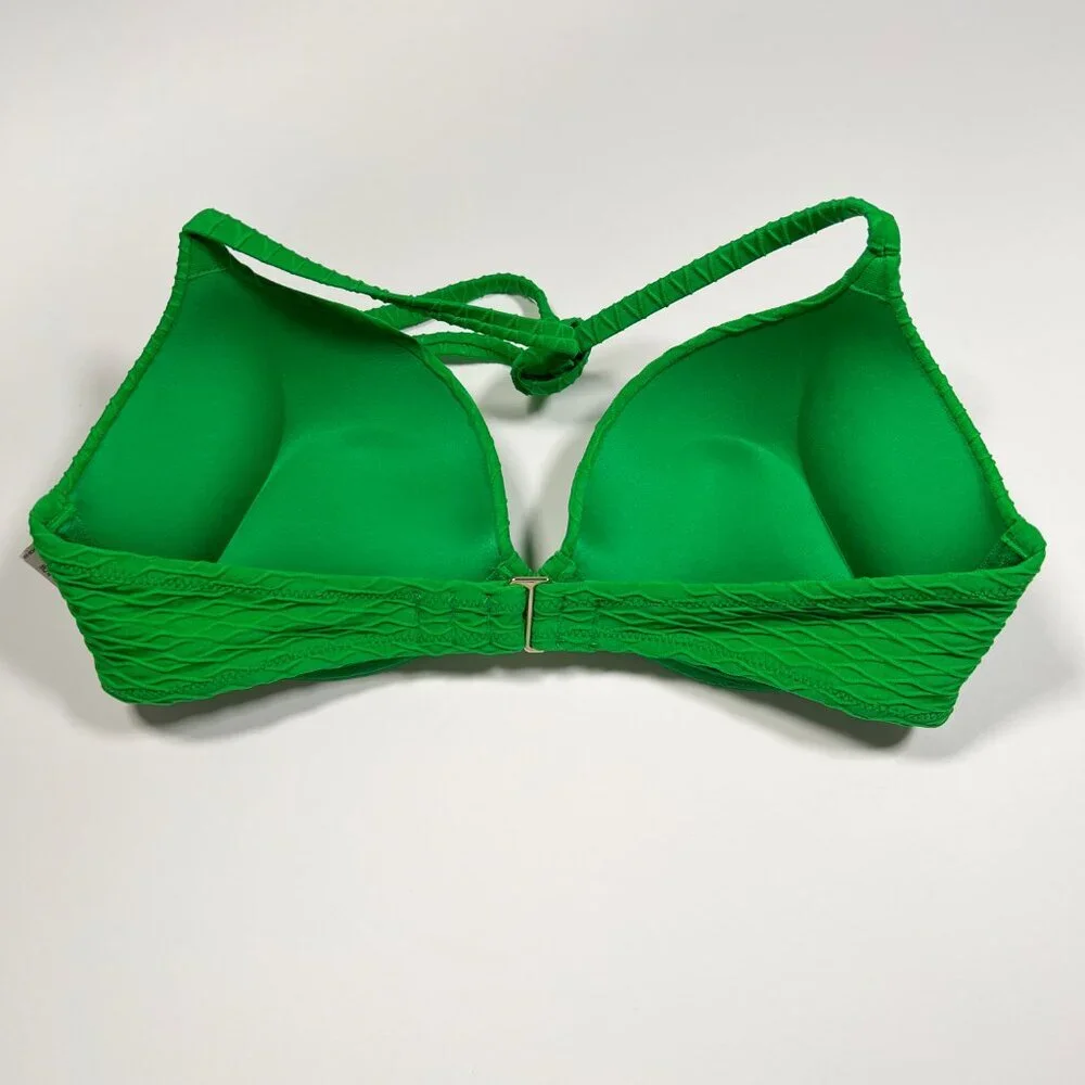 Victoria Secret 36B Bombshell Push Up Bikini Top Adds 2 Cups Textured Jade Green